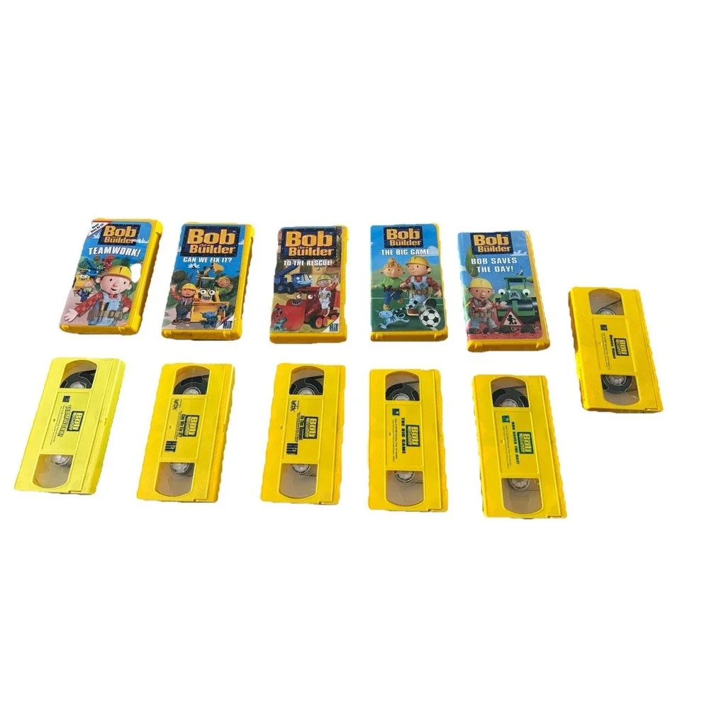 Bob the Builder Lot of 6 VHS Tapes Yellow Clamshell Team Work Can We Fix It